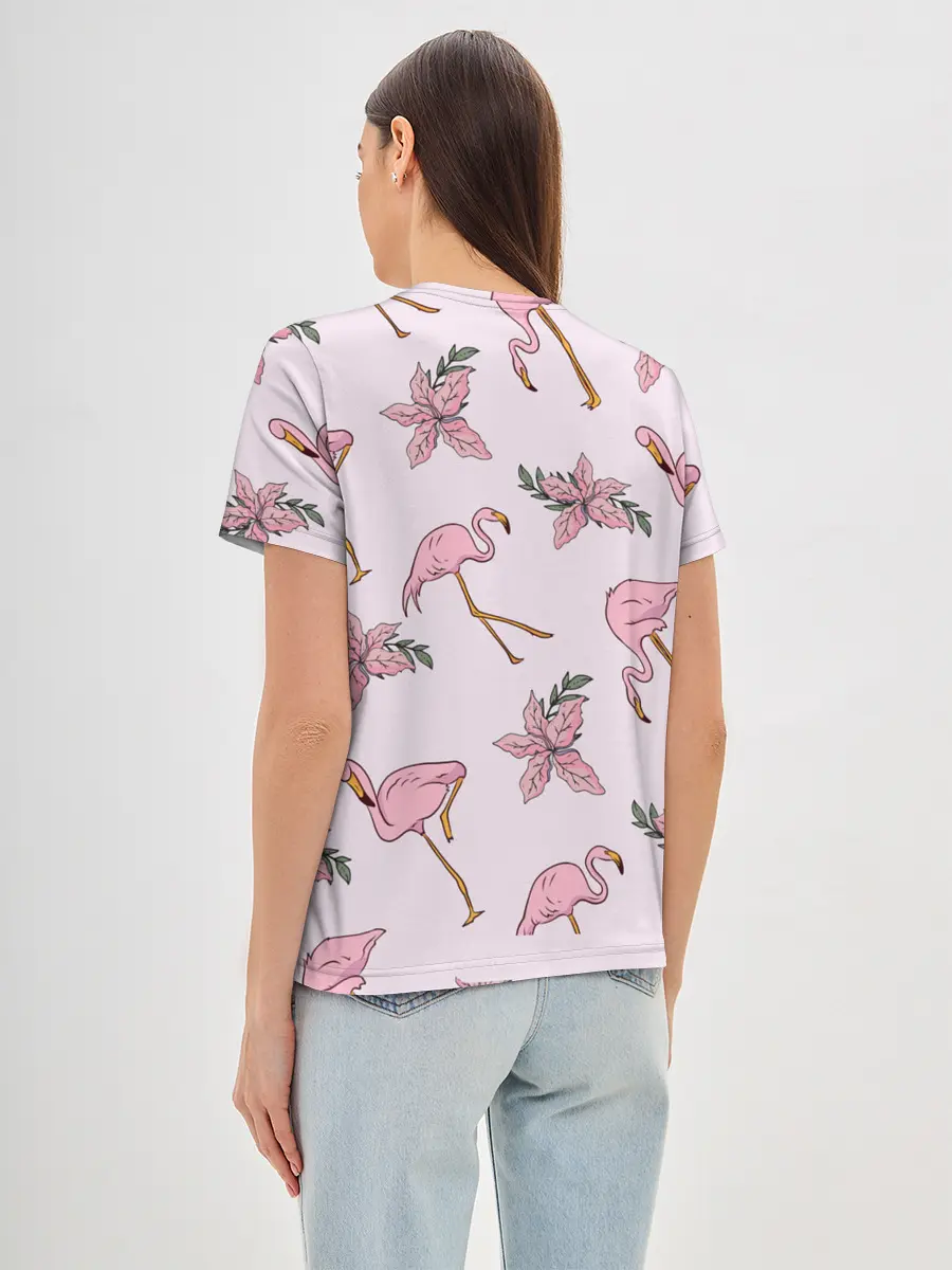 Женская базовая футболка / Розовый фламинго