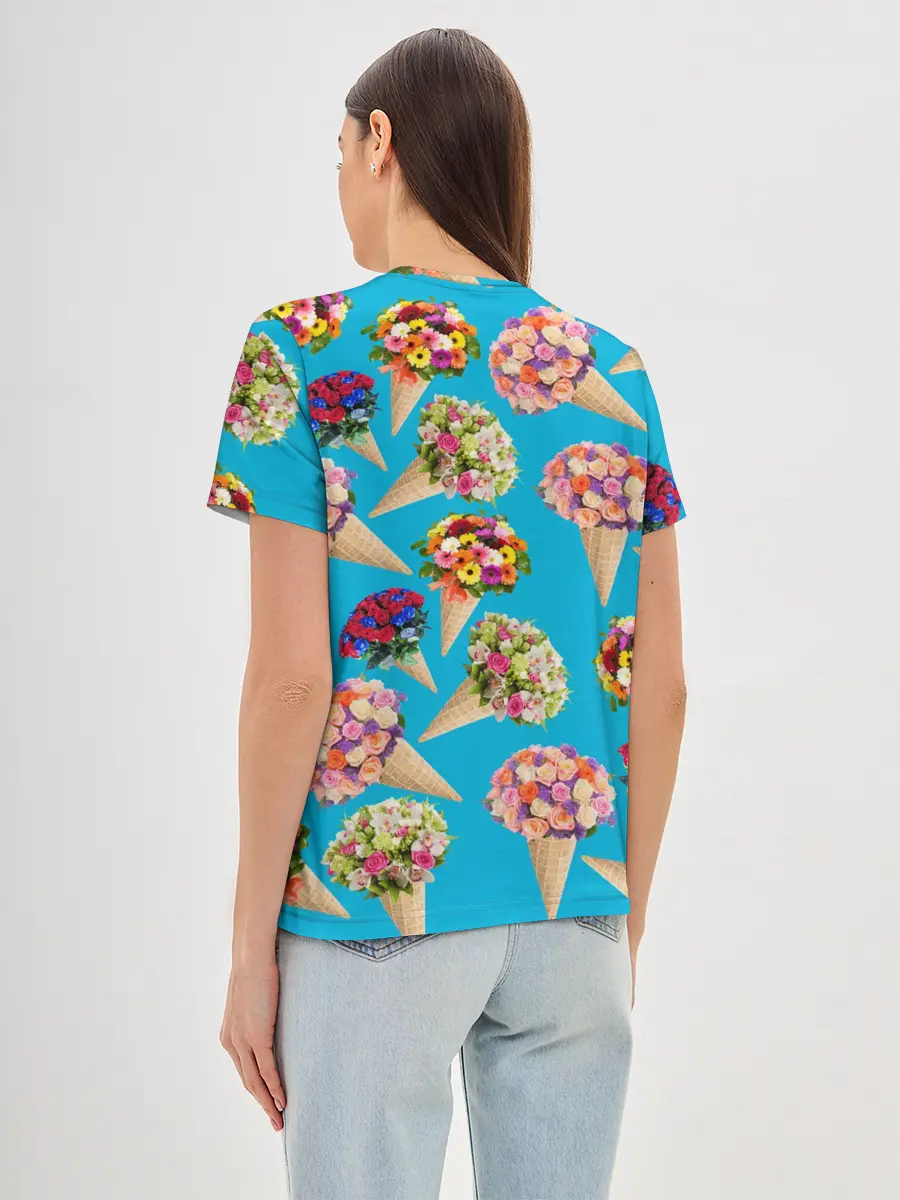 Женская базовая футболка / Рожок цветов