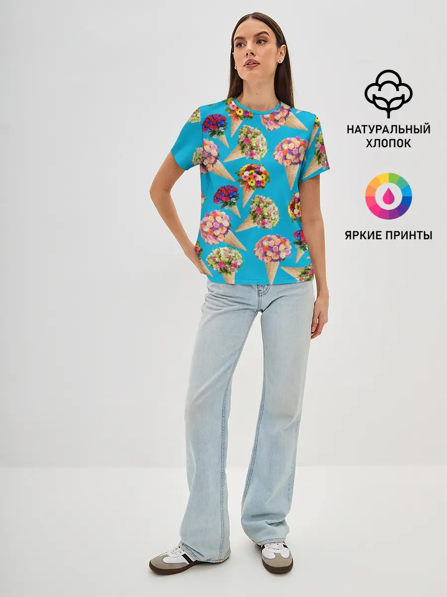 Женская базовая футболка / Рожок цветов