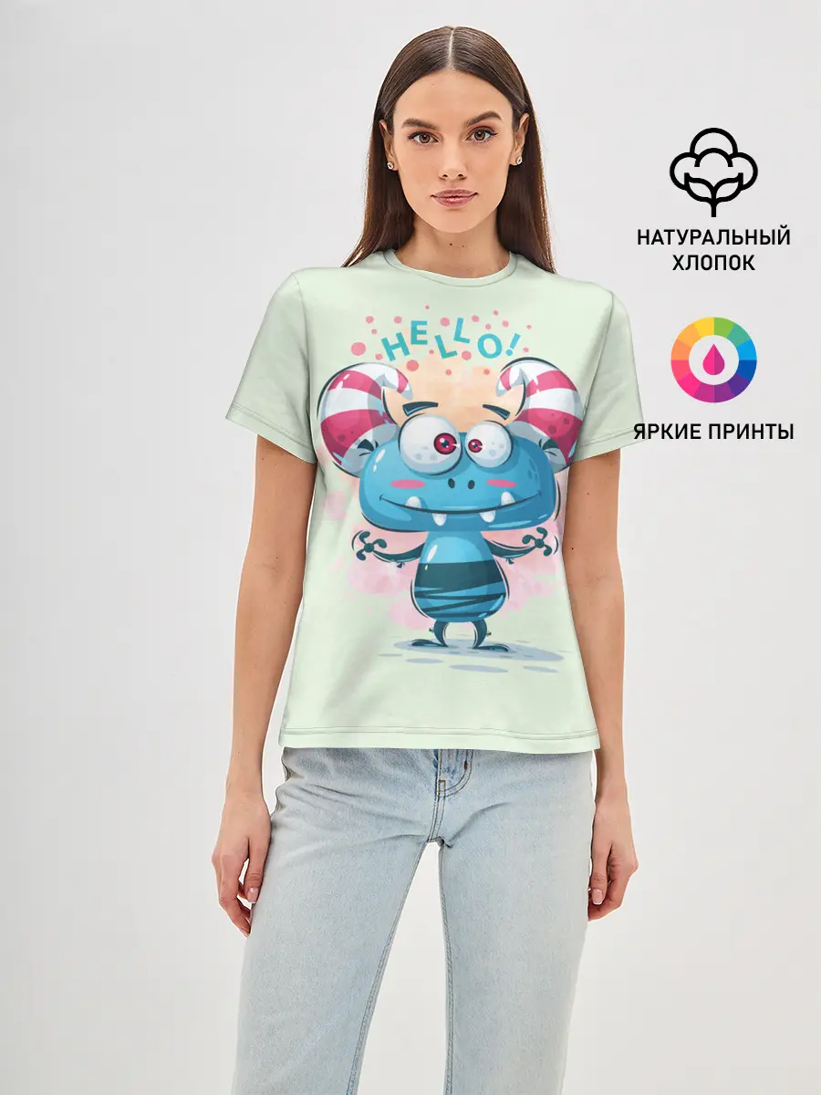 Женская базовая футболка / HELLO
