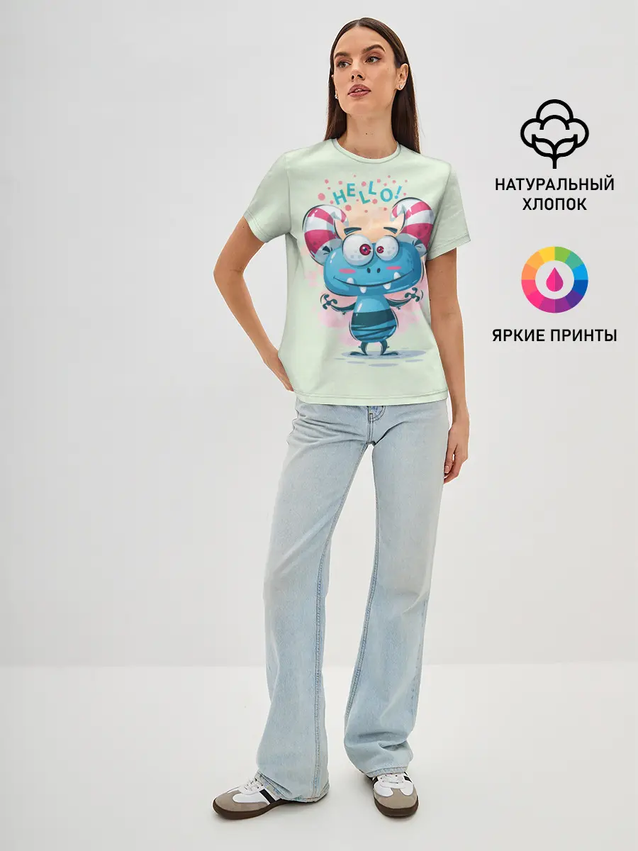 Женская базовая футболка / HELLO
