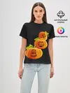 Женская базовая футболка / Хэллоуин смешные тыквы