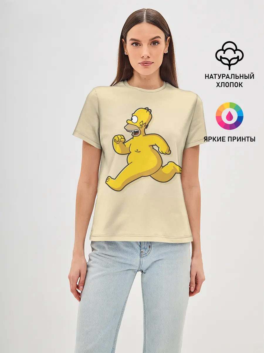 Женская базовая футболка / Гомер на Пробежке