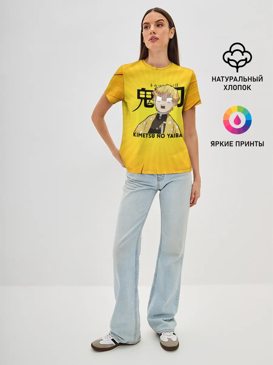 Женская базовая футболка / Зеницу Агацума Kimetsu no Yaiba