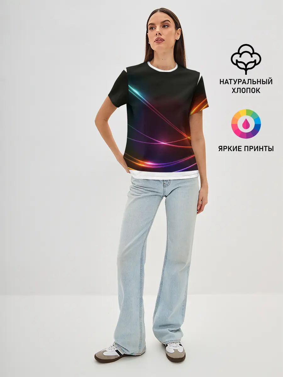 Женская базовая футболка / Неоновые Линии