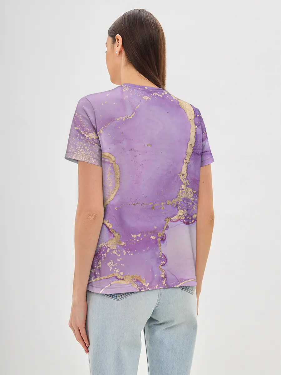 Женская базовая футболка / Сиреневые разводы краски