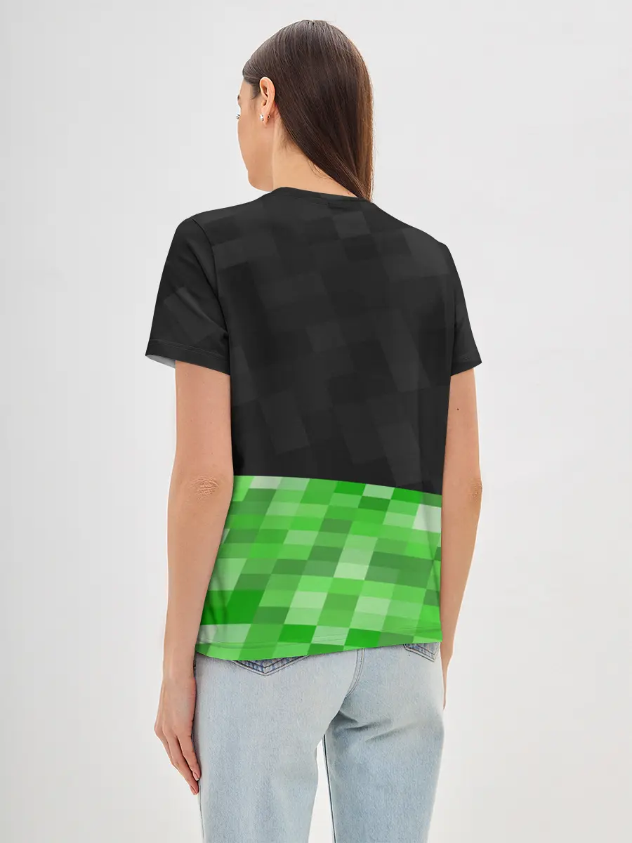 Женская базовая футболка / Minecraft EARTH - Котик