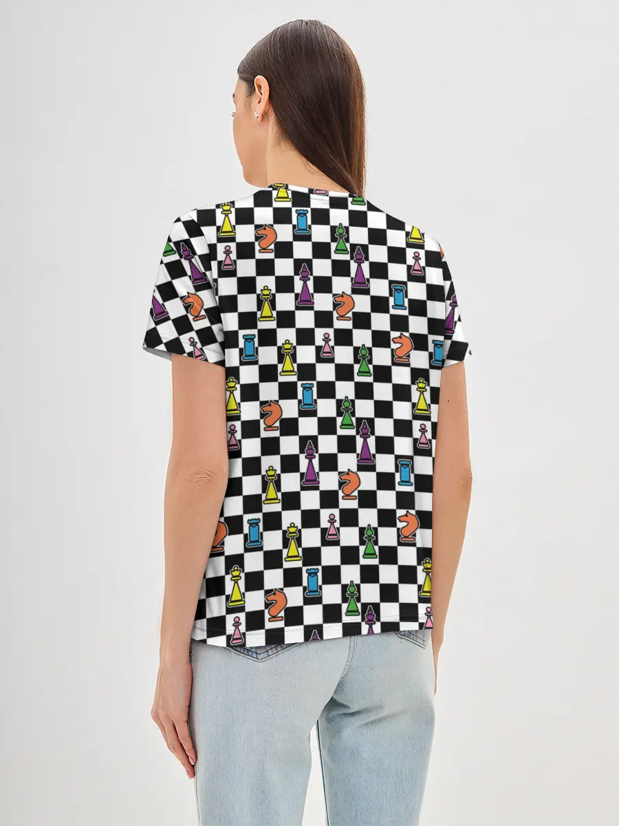 Женская базовая футболка / Яркая шахматная доска