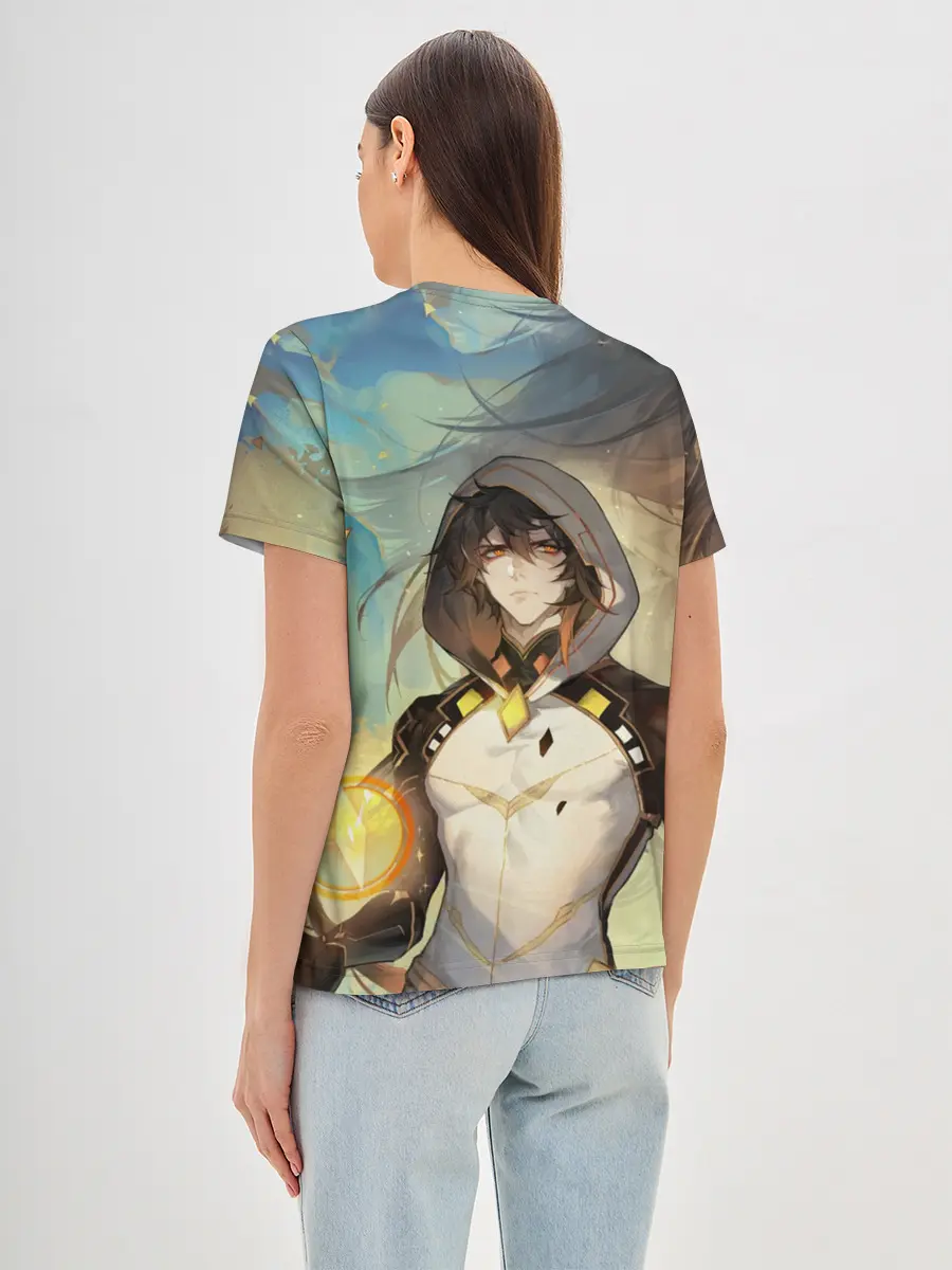 Женская базовая футболка / Чжун Ли, Zhongli, Genshin Impact