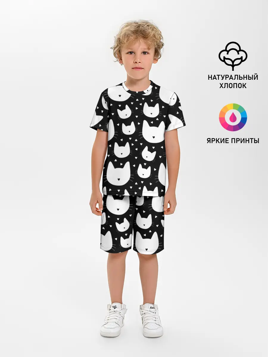 Детская пижама с шортами / Love Cats Pattern