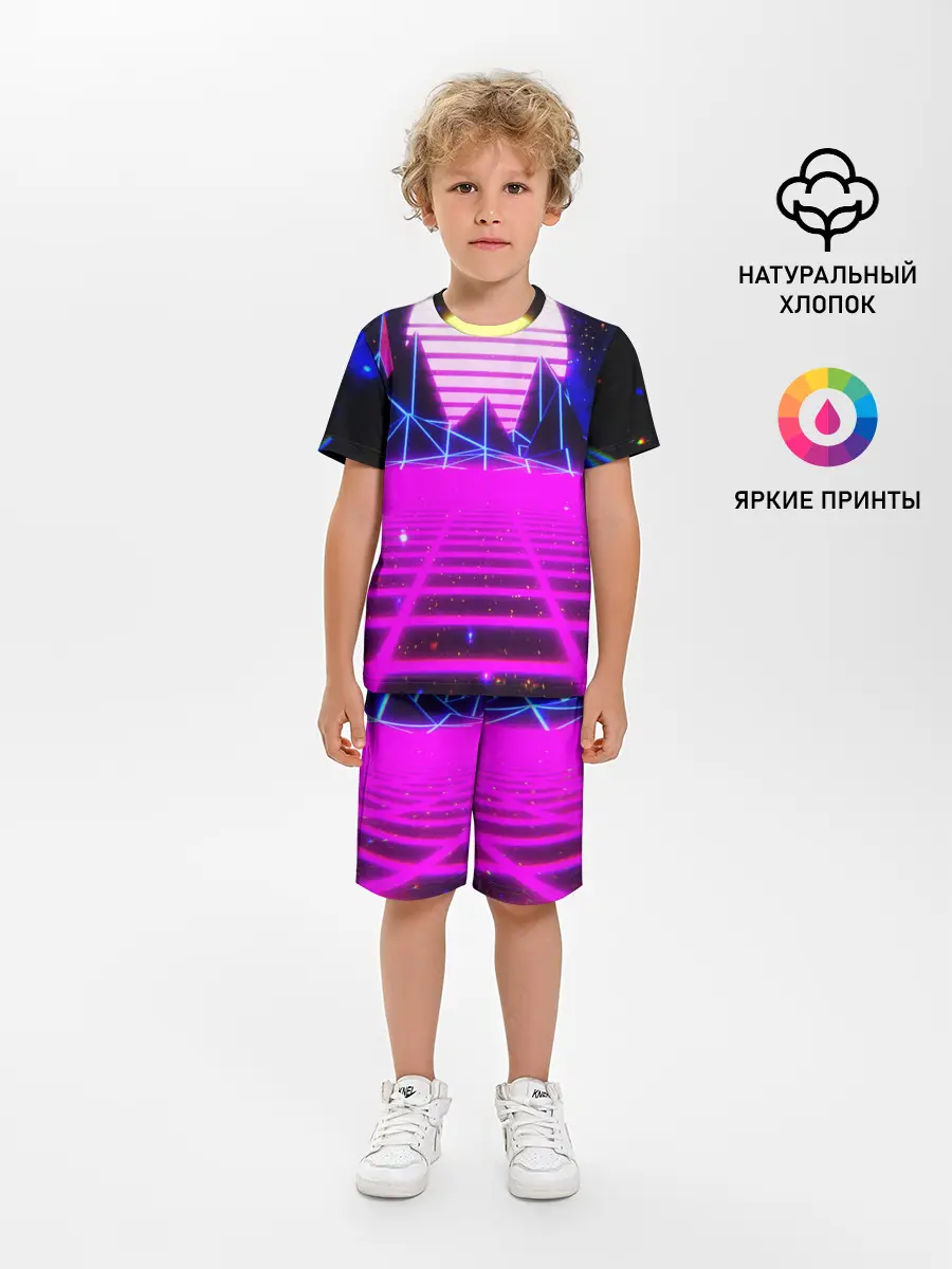 Детская пижама с шортами / Ретро Стиль неон