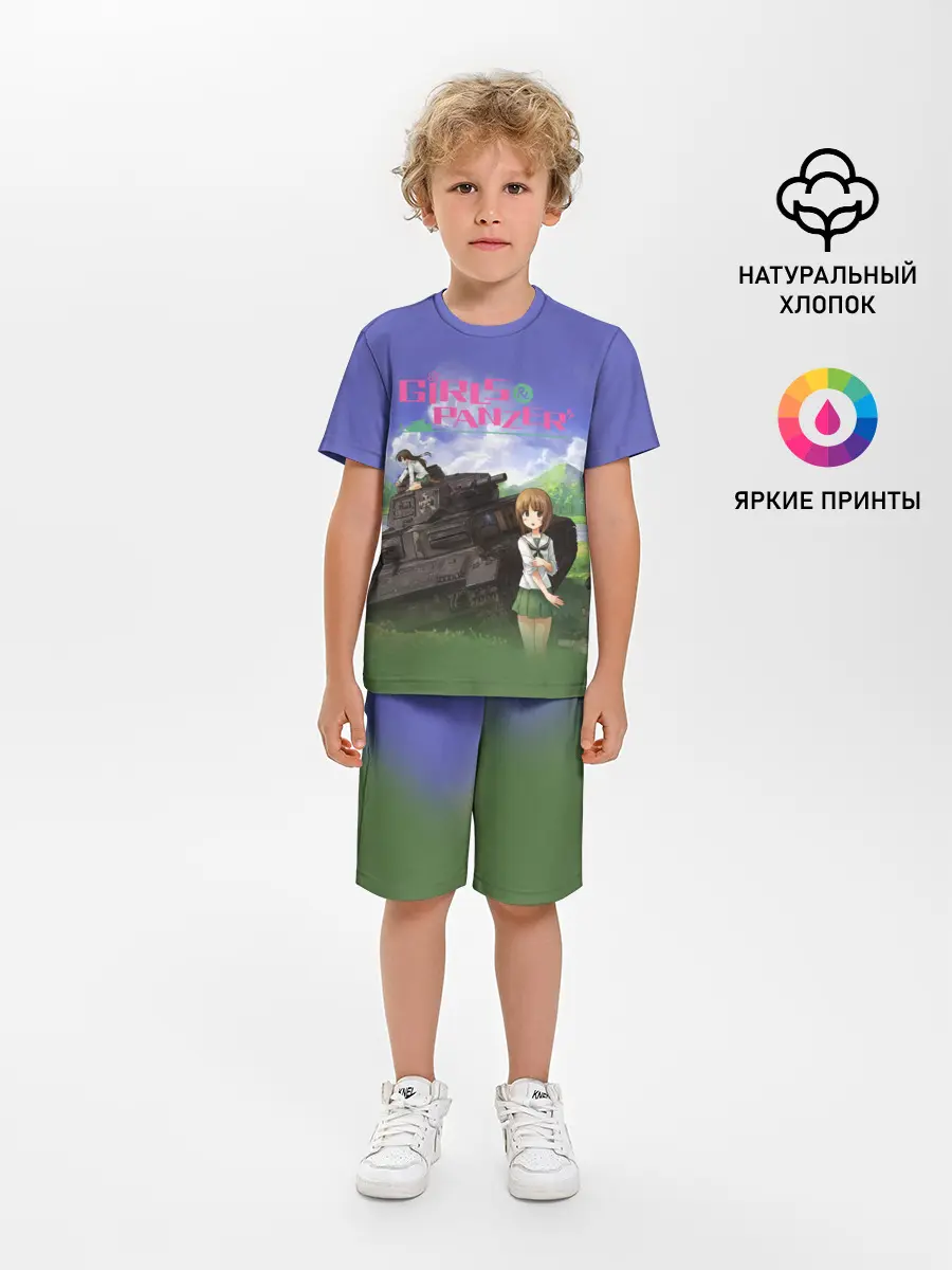 Детская пижама с шортами / Девушки и танки | Girls und Panzer