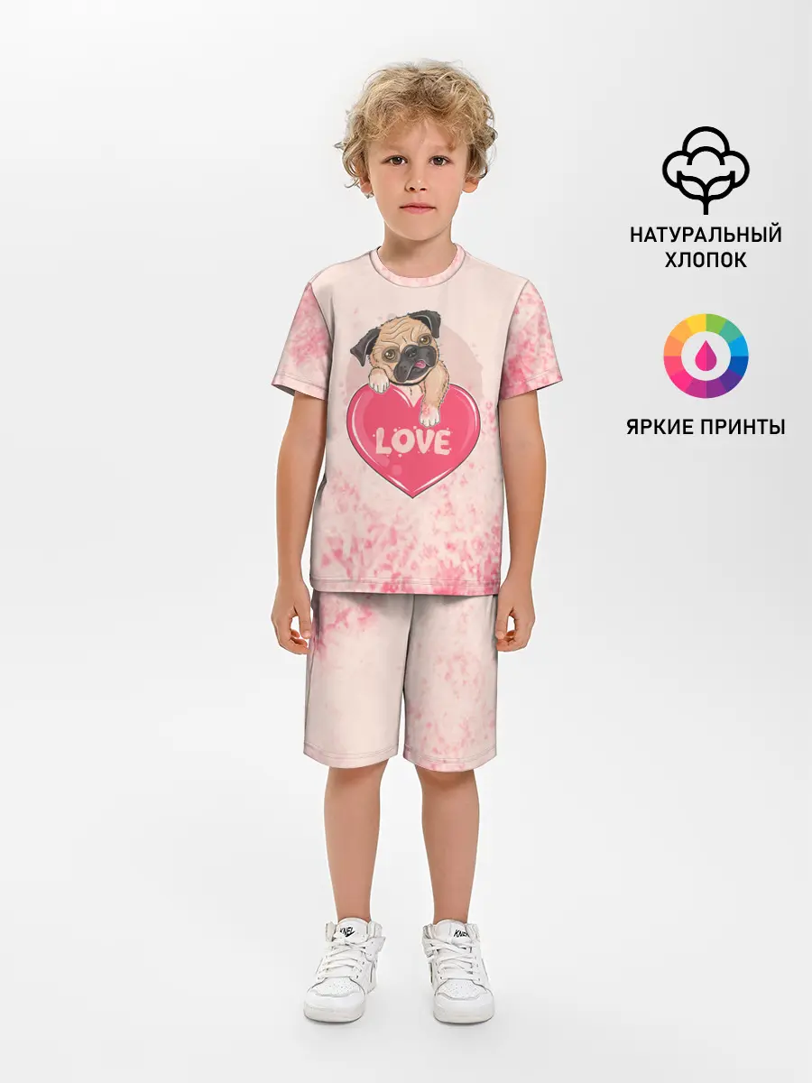 Детская пижама с шортами / Love Pug | Люблю мопса