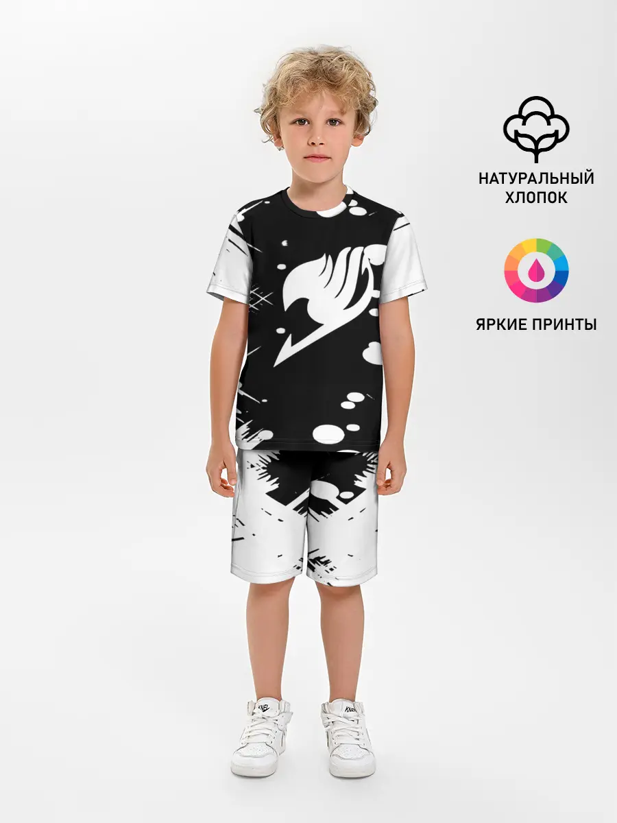 Детская пижама с шортами / Хвост Феи геометрия в чб