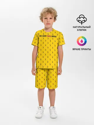 Детская пижама с шортами / Eat, sleep, train, repeat