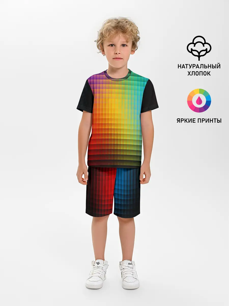 Детская пижама с шортами / Радужный градиент