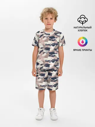 Детская пижама с шортами / Кремовый камуфляж