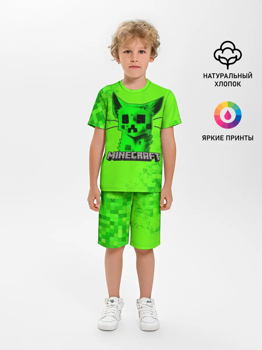 Детская пижама с шортами / MINECRAFT CREEPER CAT