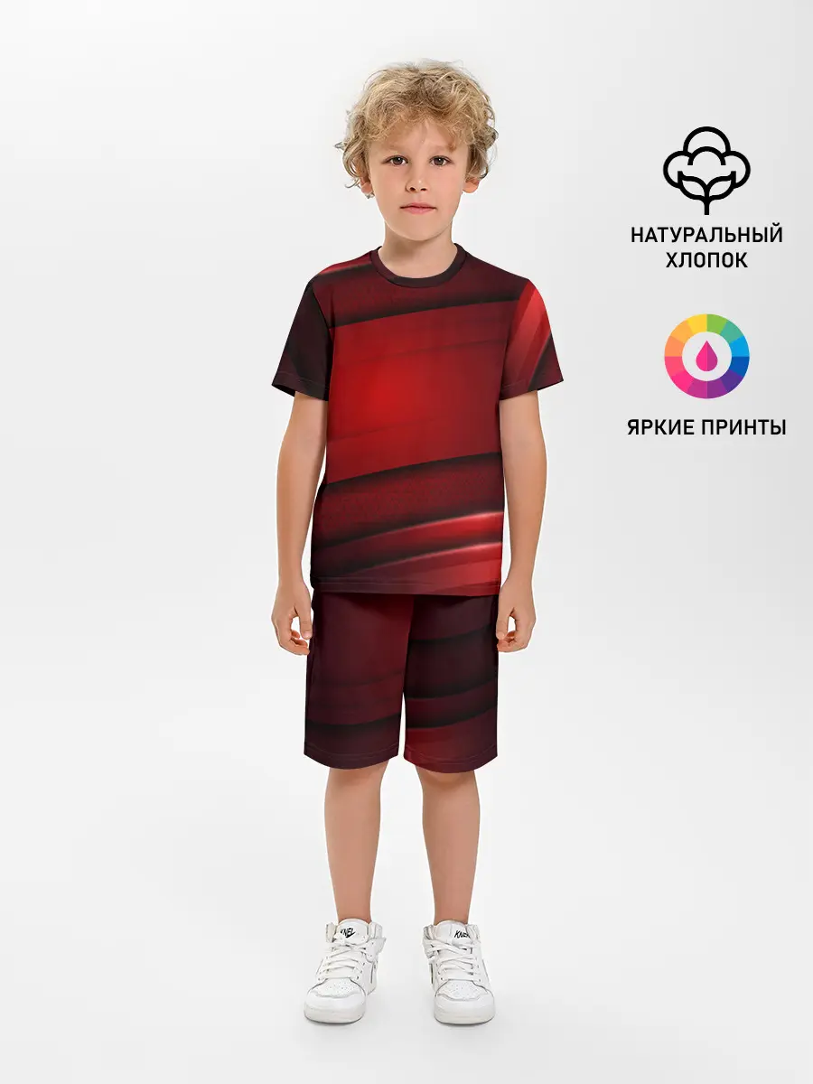 Детская пижама с шортами / 3D red Абстрактные линии