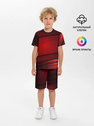 Детская пижама с шортами / 3D red Абстрактные линии