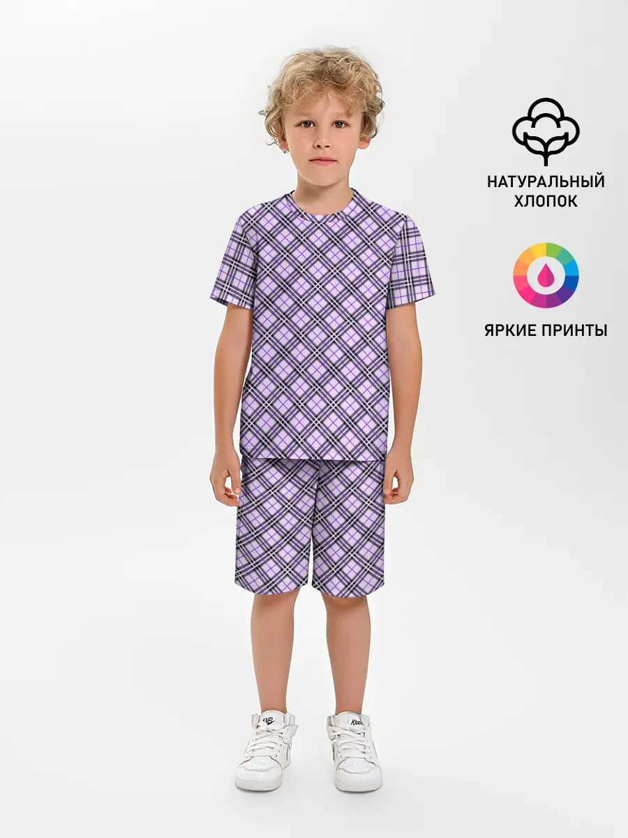 Детская пижама с шортами / Костюм в клетку