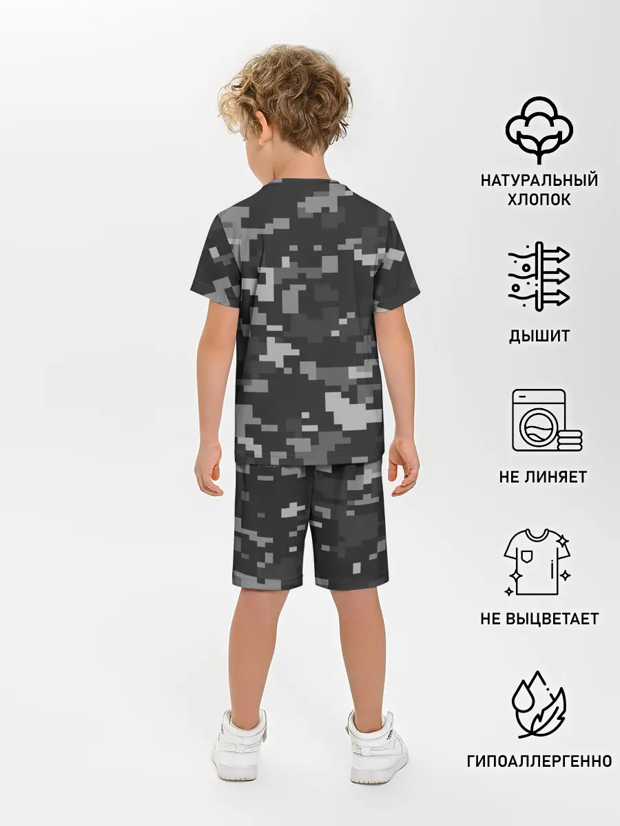Детская пижама с шортами / Пиксельный камуфляж