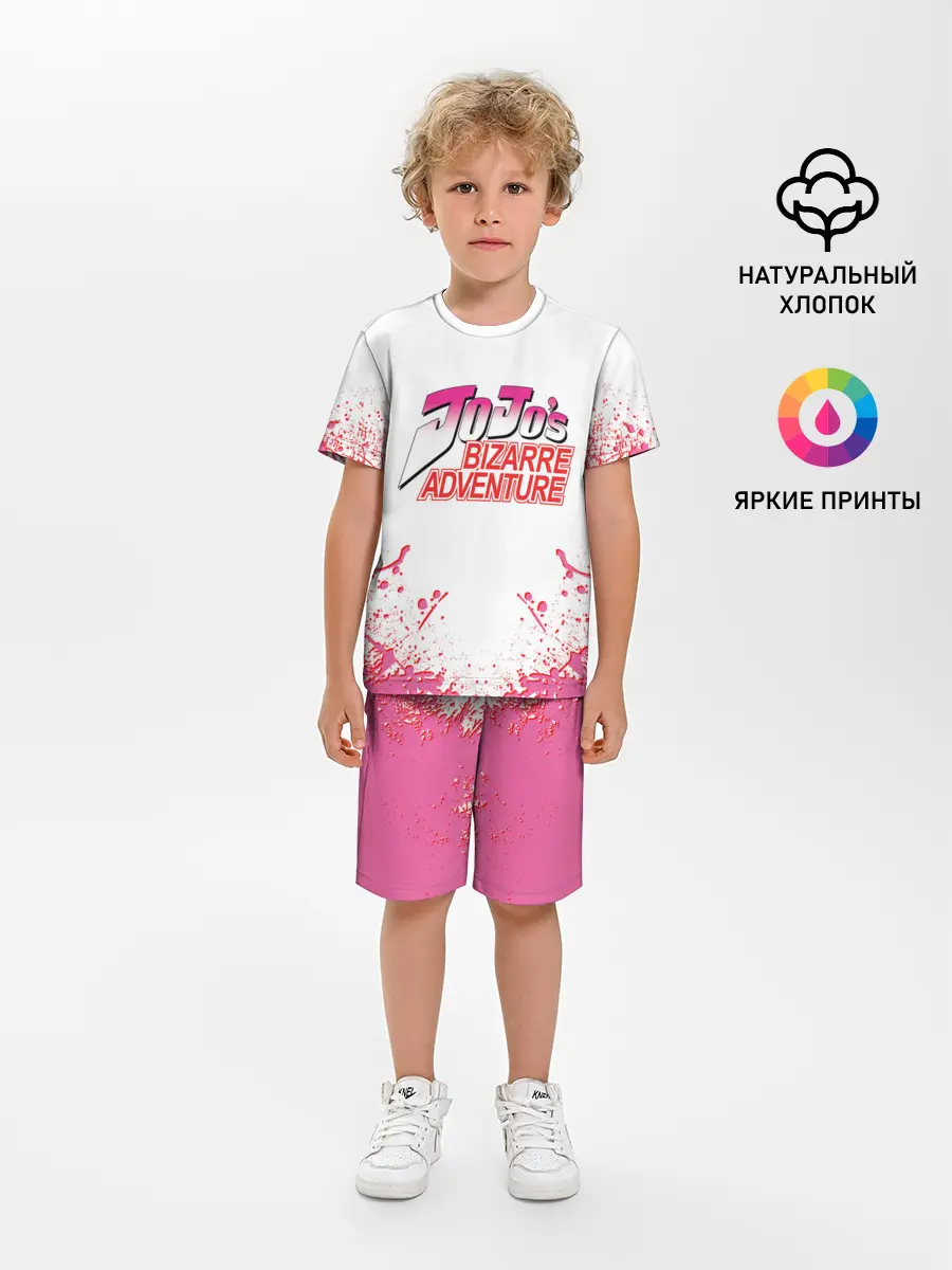 Детская пижама с шортами / Лого джоджо розовые брызги