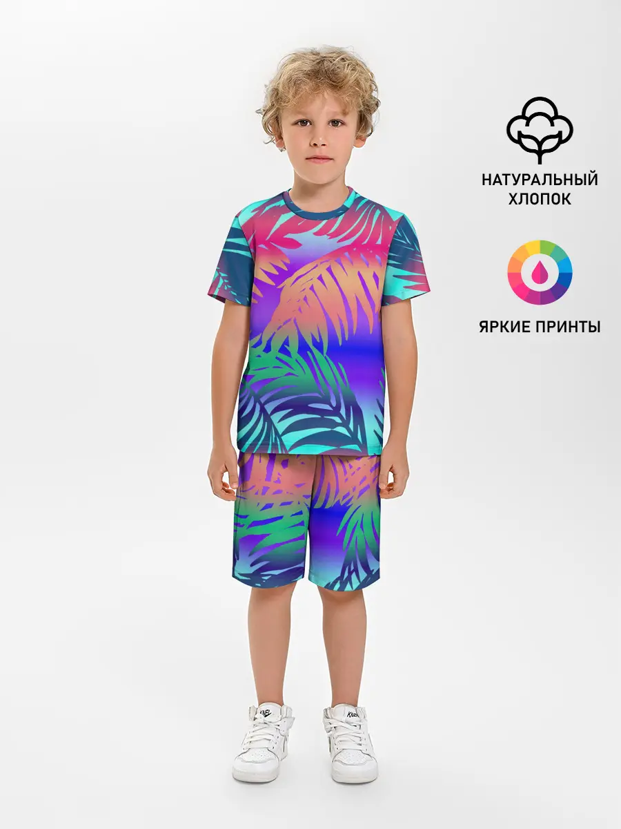 Детская пижама с шортами / НЕОНОВЫЕ ПАЛЬМЫ