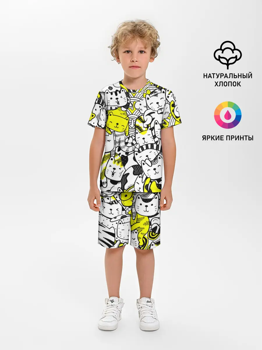 Детская пижама с шортами / Котики