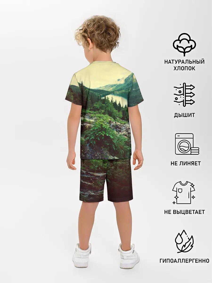 Детская пижама с шортами / Красивый лес