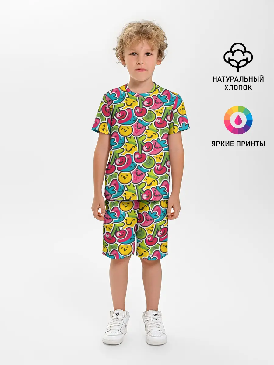 Детская пижама с шортами / Лето. Ягоды. Фрукты
