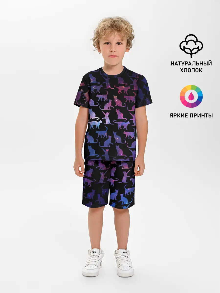 Детская пижама с шортами / Космические Коты