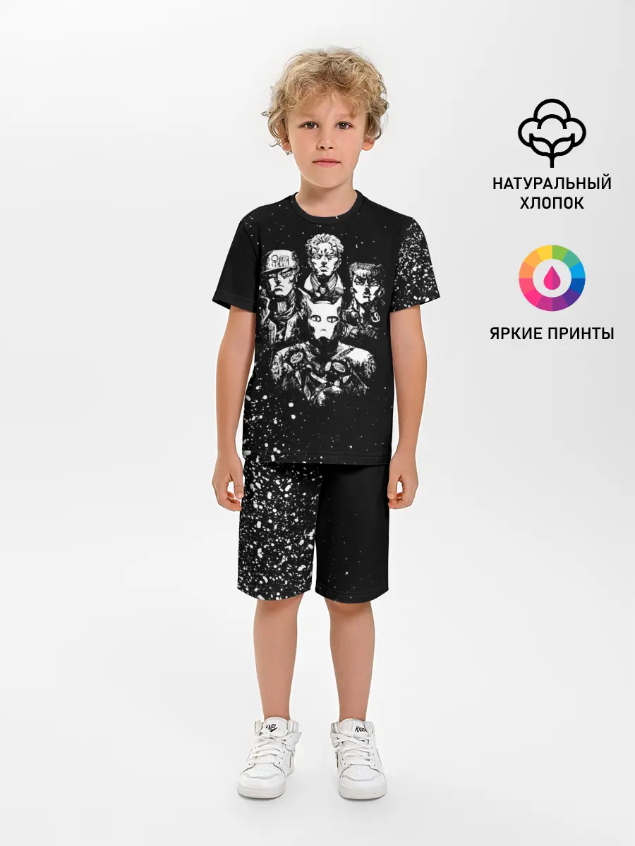 Детская пижама с шортами / Джоджо чернобелые герои