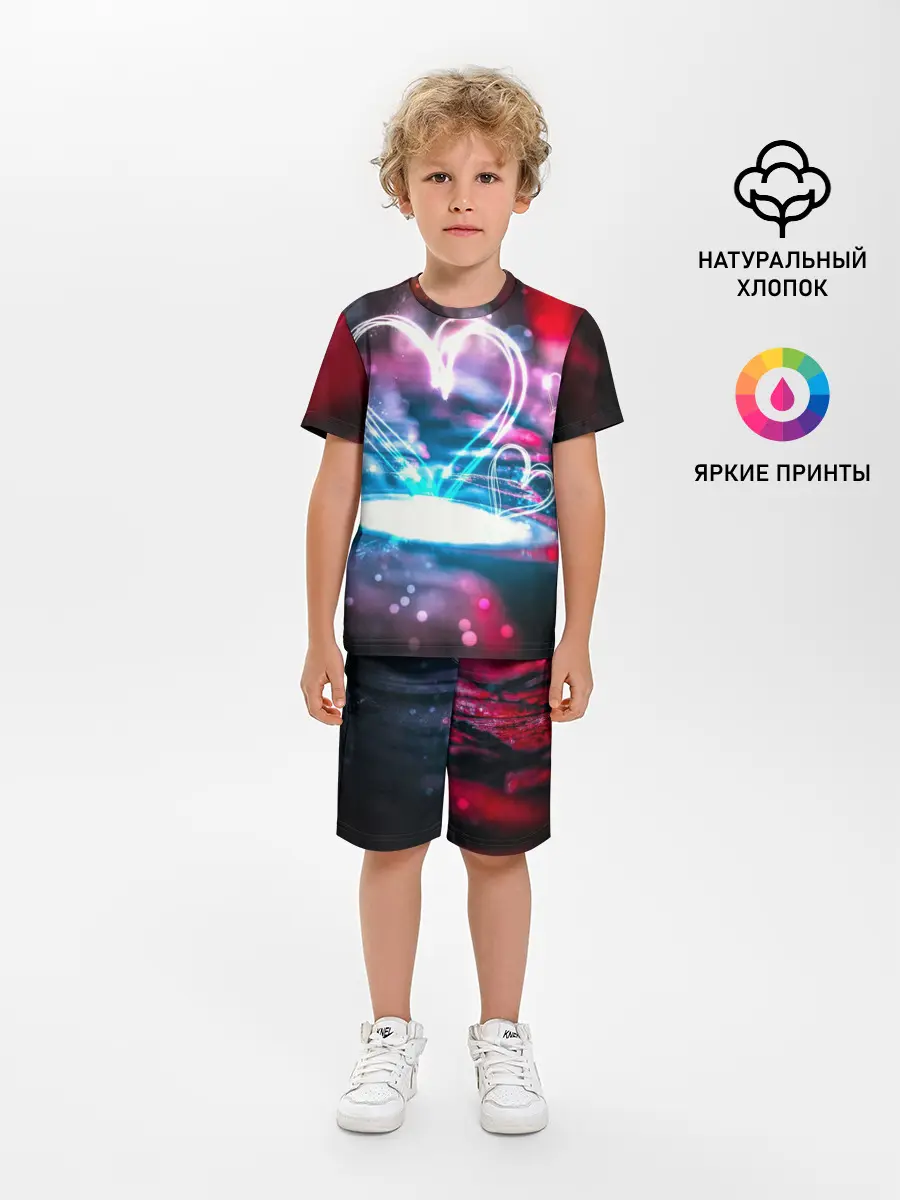 Детская пижама с шортами / Неоновое сердце