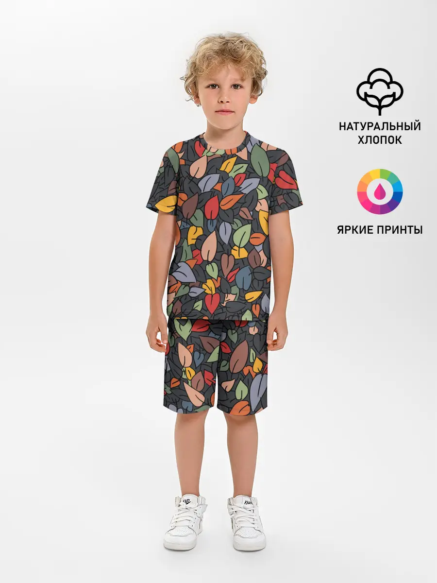 Детская пижама с шортами / Рисованная Осень