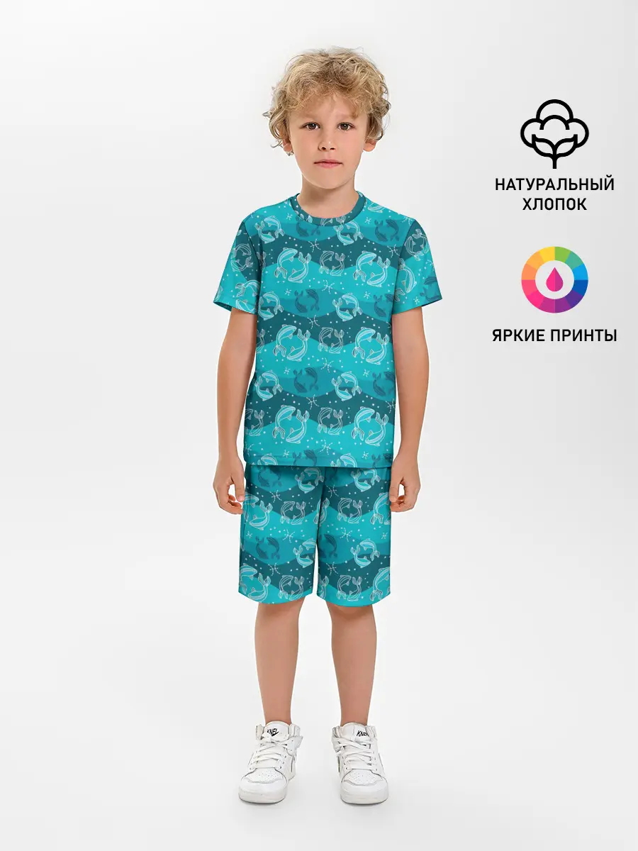 Детская пижама с шортами / Рыбы
