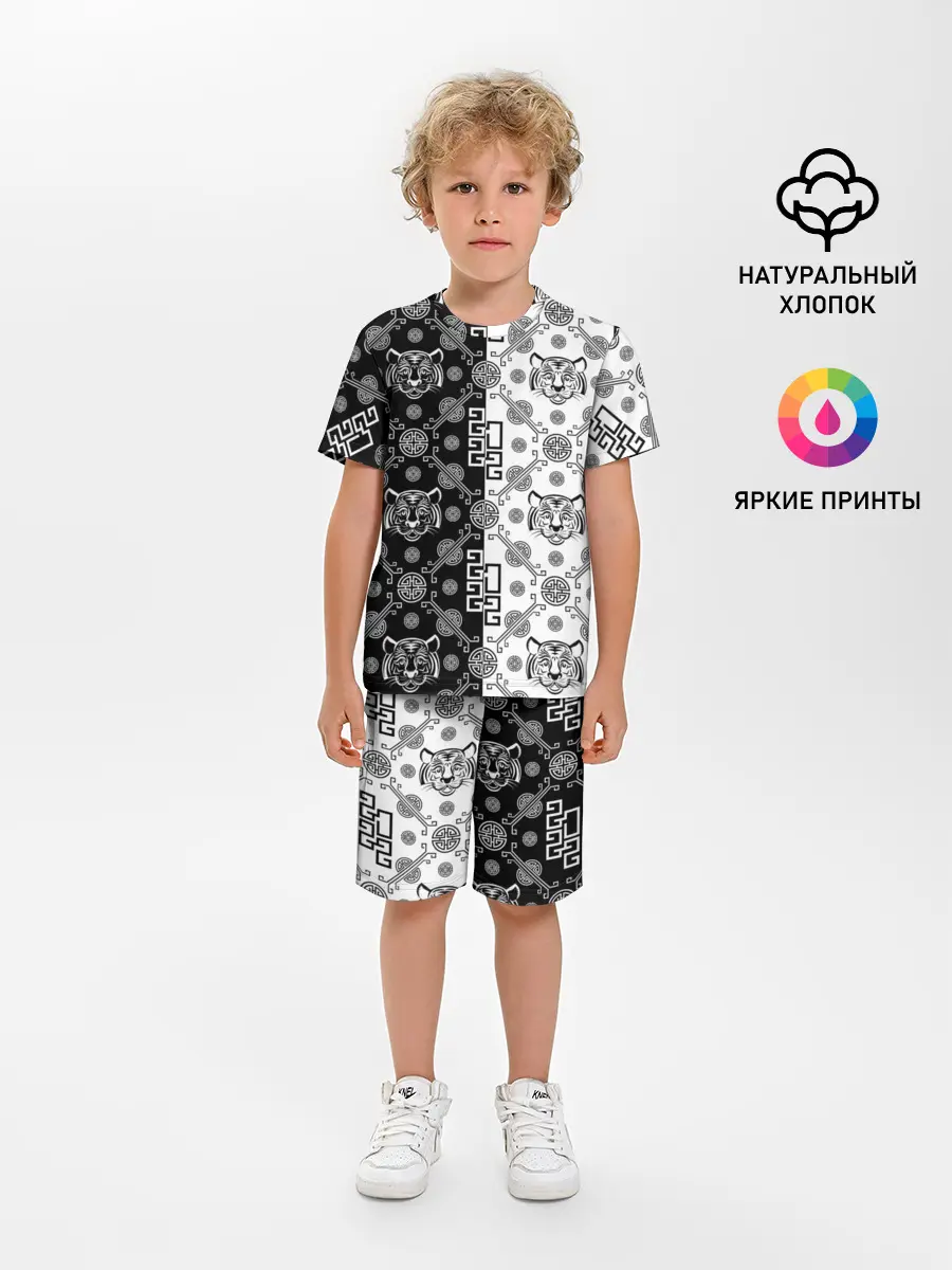 Детская пижама с шортами / Тигры в китайском стиле