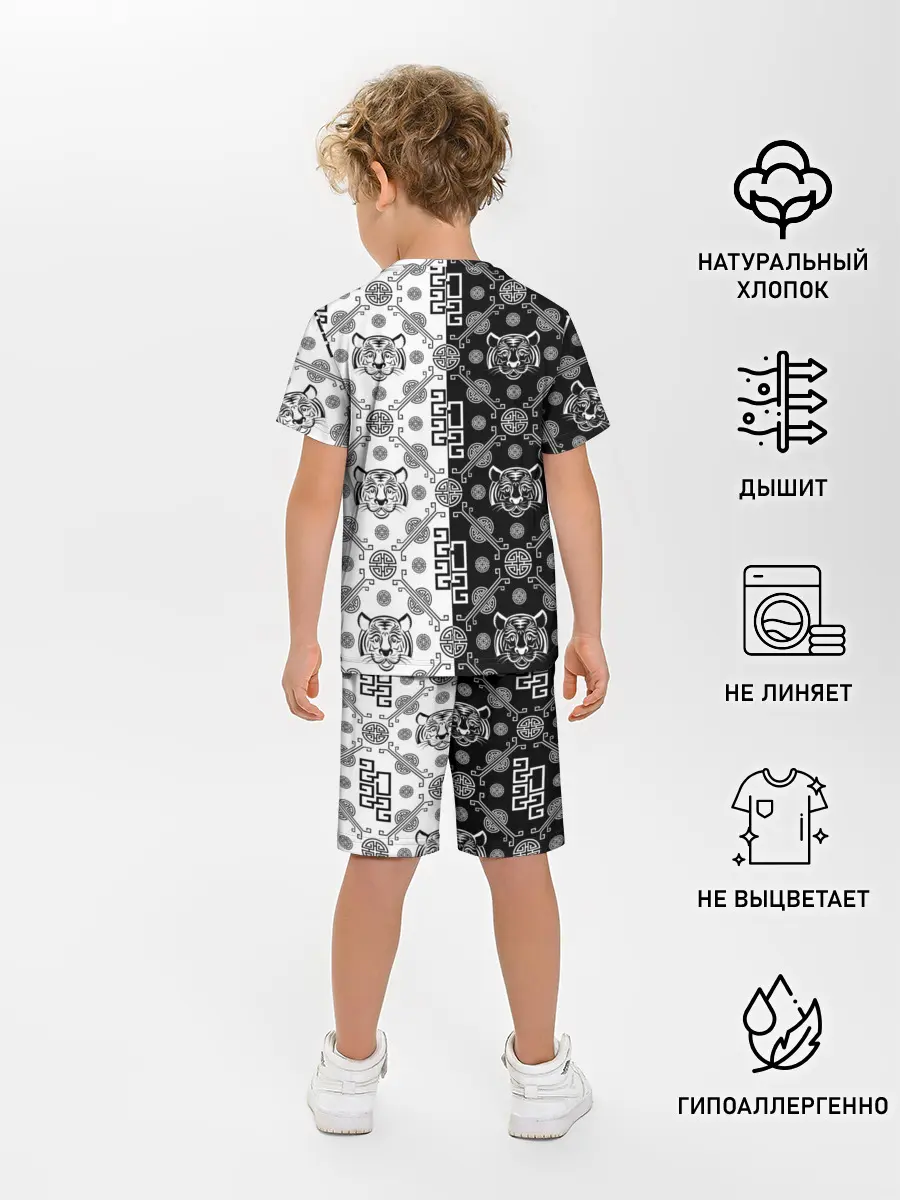 Детская пижама с шортами / Тигры в китайском стиле