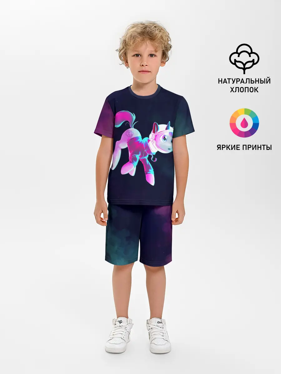 Детская пижама с шортами / Пони в космосе