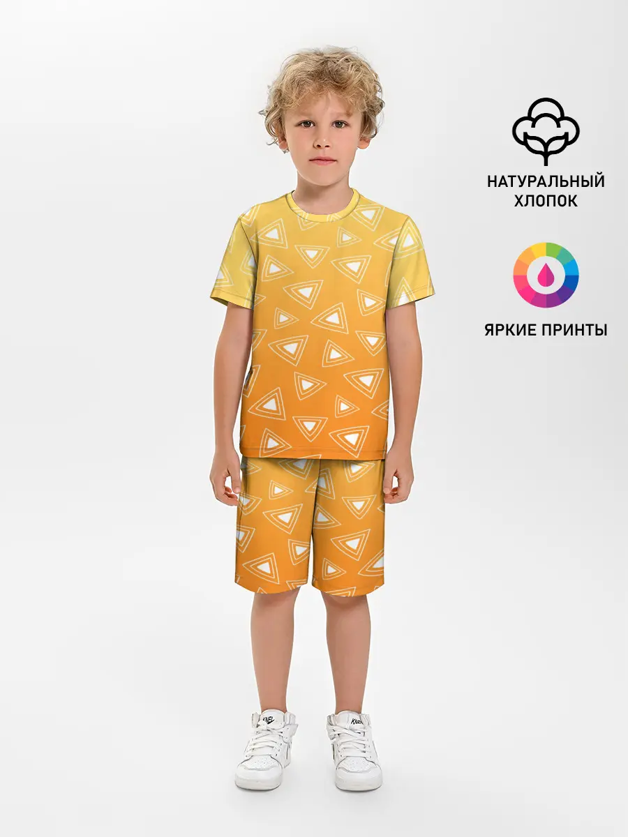 Детская пижама с шортами / Kimetsu no yaiba оранжевый паттерн