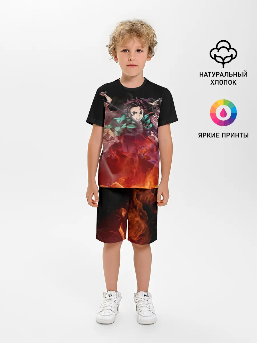 Детская пижама с шортами / Kimetsu no Yaiba в пламени