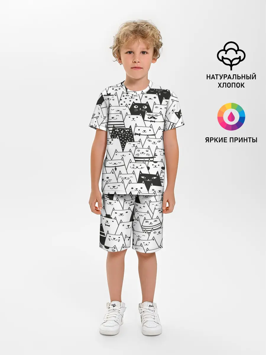 Детская пижама с шортами / КОТЫ BLACK
