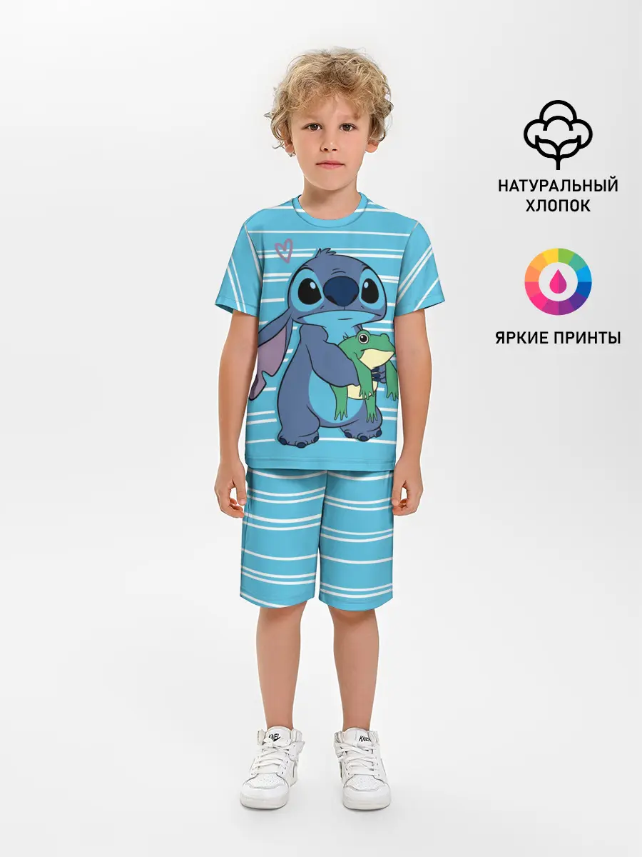 Детская пижама с шортами / Стич с лягушкой