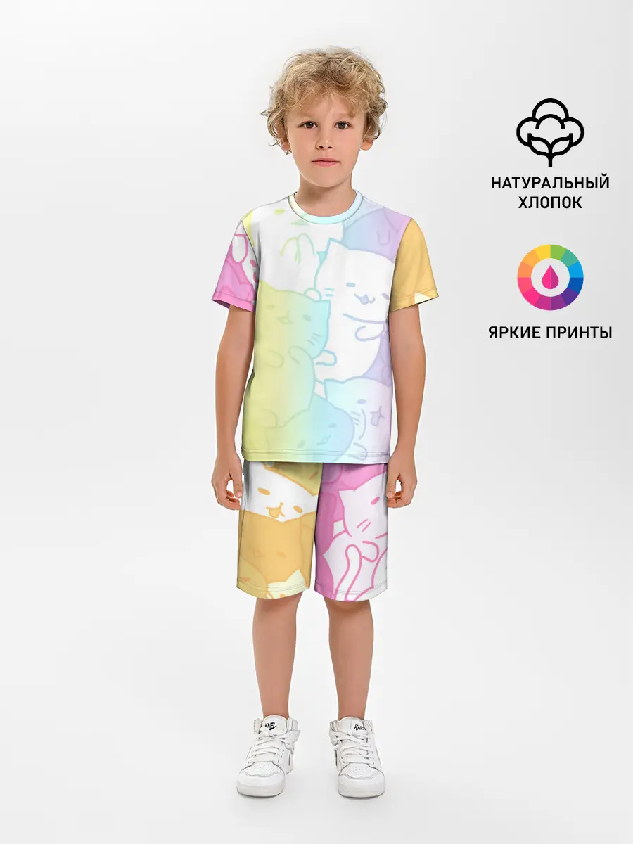 Детская пижама с шортами / Котоколлаж 05
