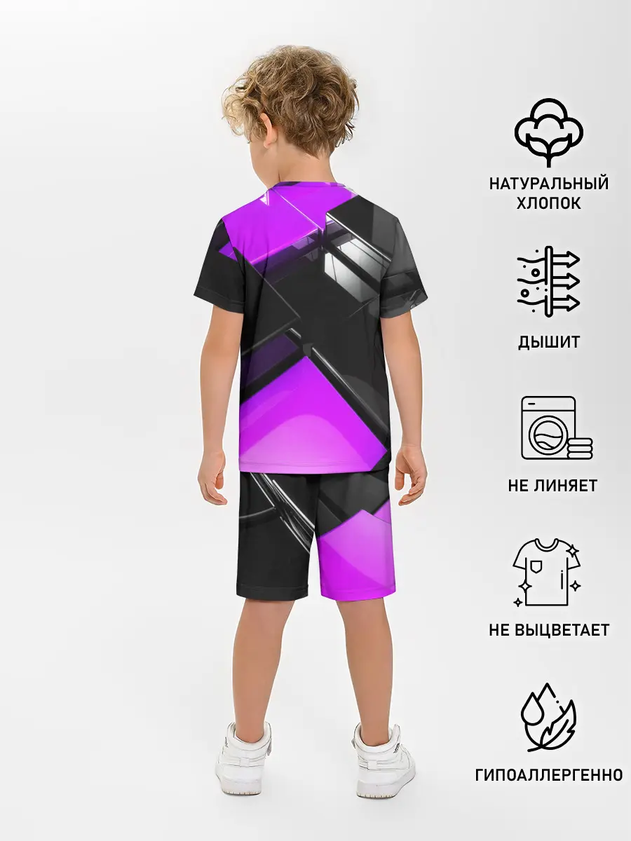 Детская пижама с шортами / Неоновые кубы