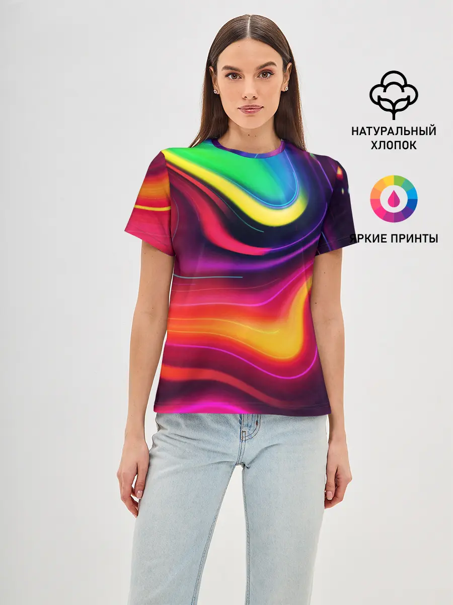 Женская базовая футболка / Неоновые пятна