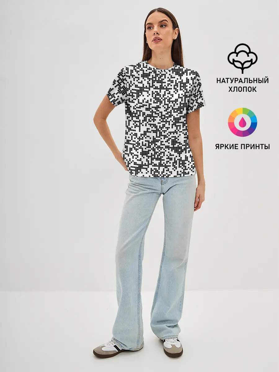 Женская базовая футболка / Пиксельный Узор