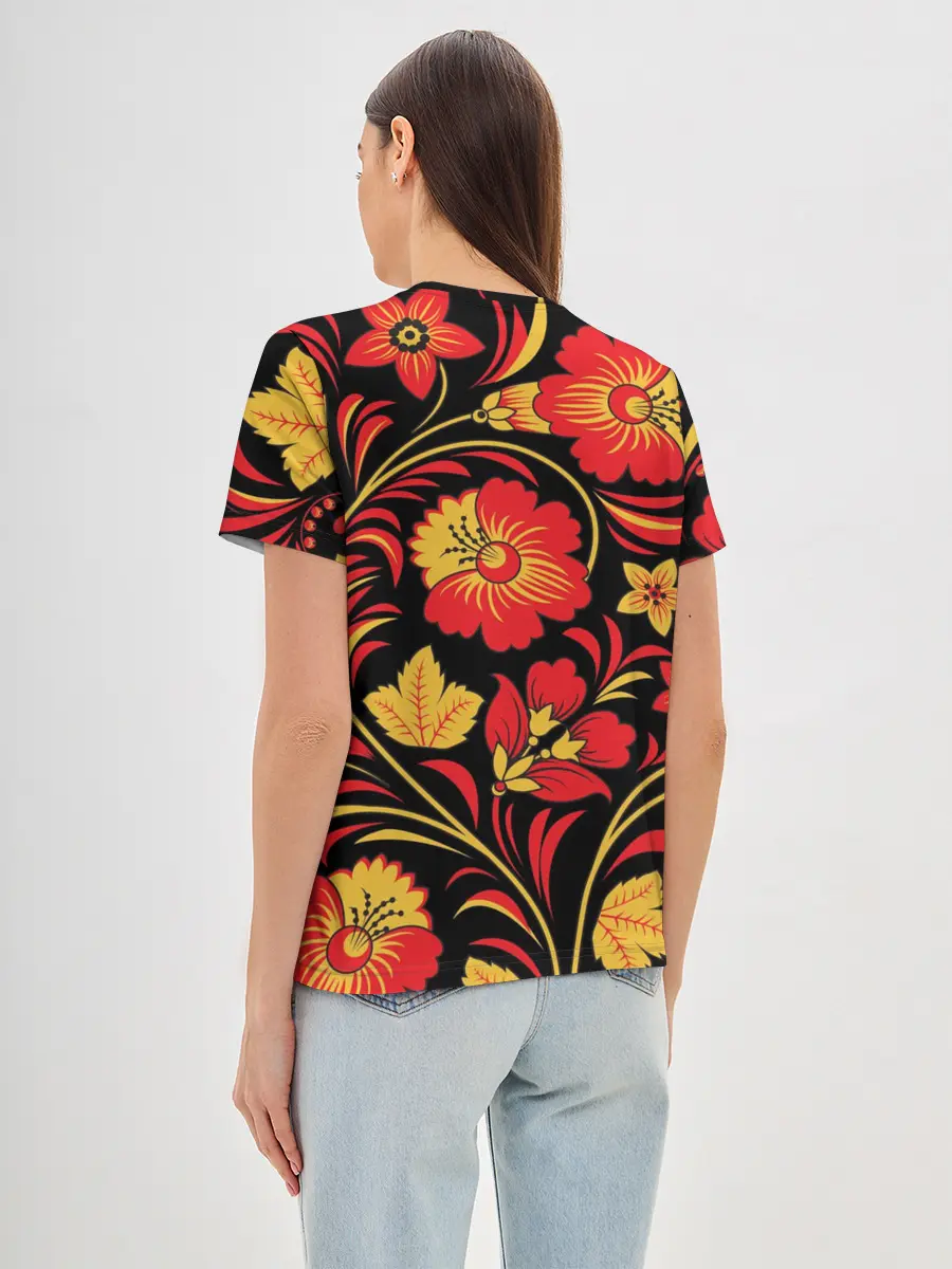 Женская базовая футболка / Хохлома