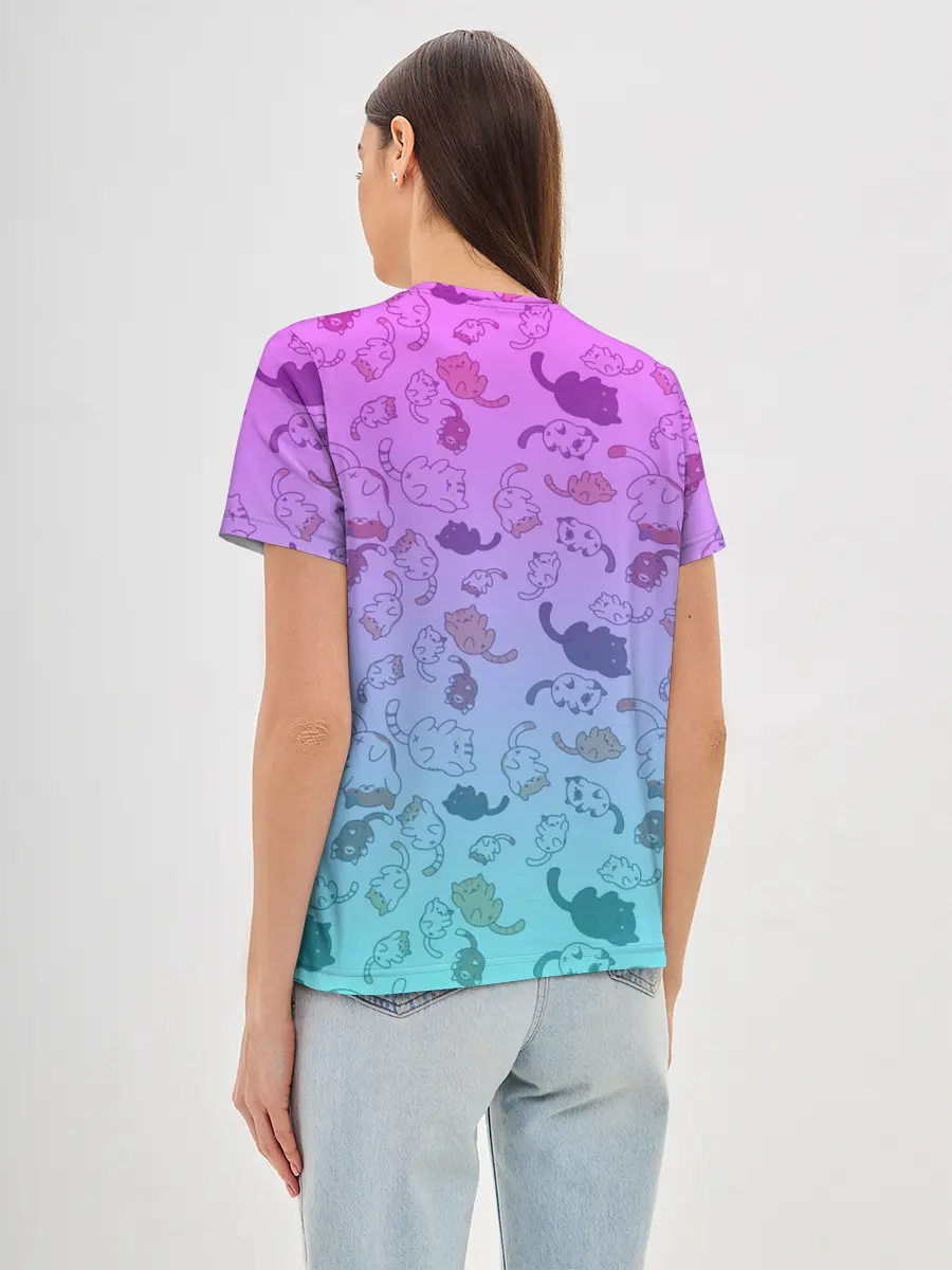 Женская базовая футболка / Котики в полете