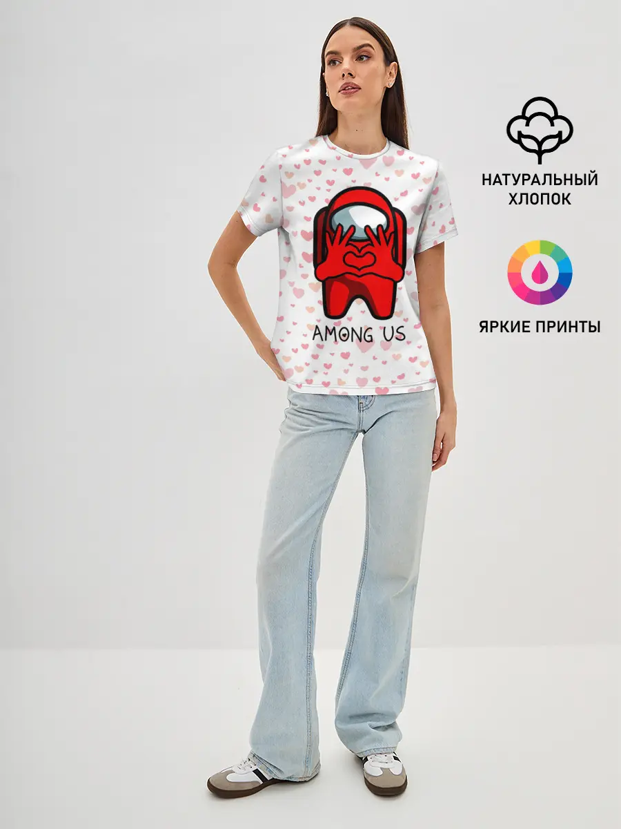 Женская базовая футболка / AMONG US - СЕРДЕЧКО